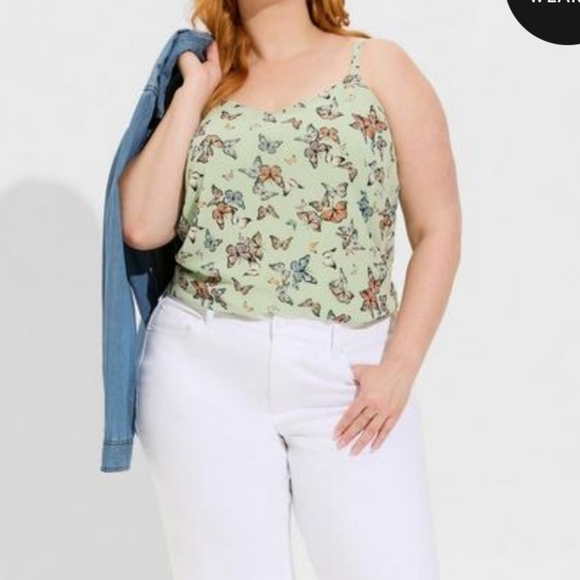 🆕️🦋 1X BUTTERFLY MINT GREEN CHIFFON SWING CAMI 🦋 - Picture 2 of 5
